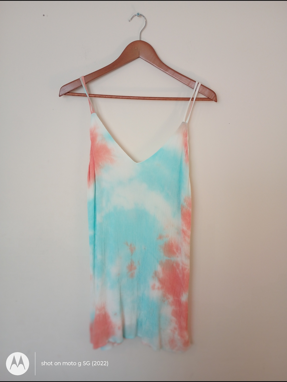 Lulu's Tie-Dye Spaghetti  Strap Top With Open Back And Tie Knot Size L